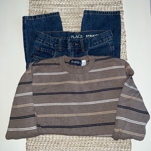 Childrens Place, Jeans & Sweater, size L, 10/12, Jeans size 10 Straight.